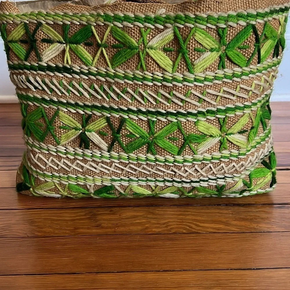 Unique Vintage Hand Stitched Green and Brown Handbag - Picture 5 of 10